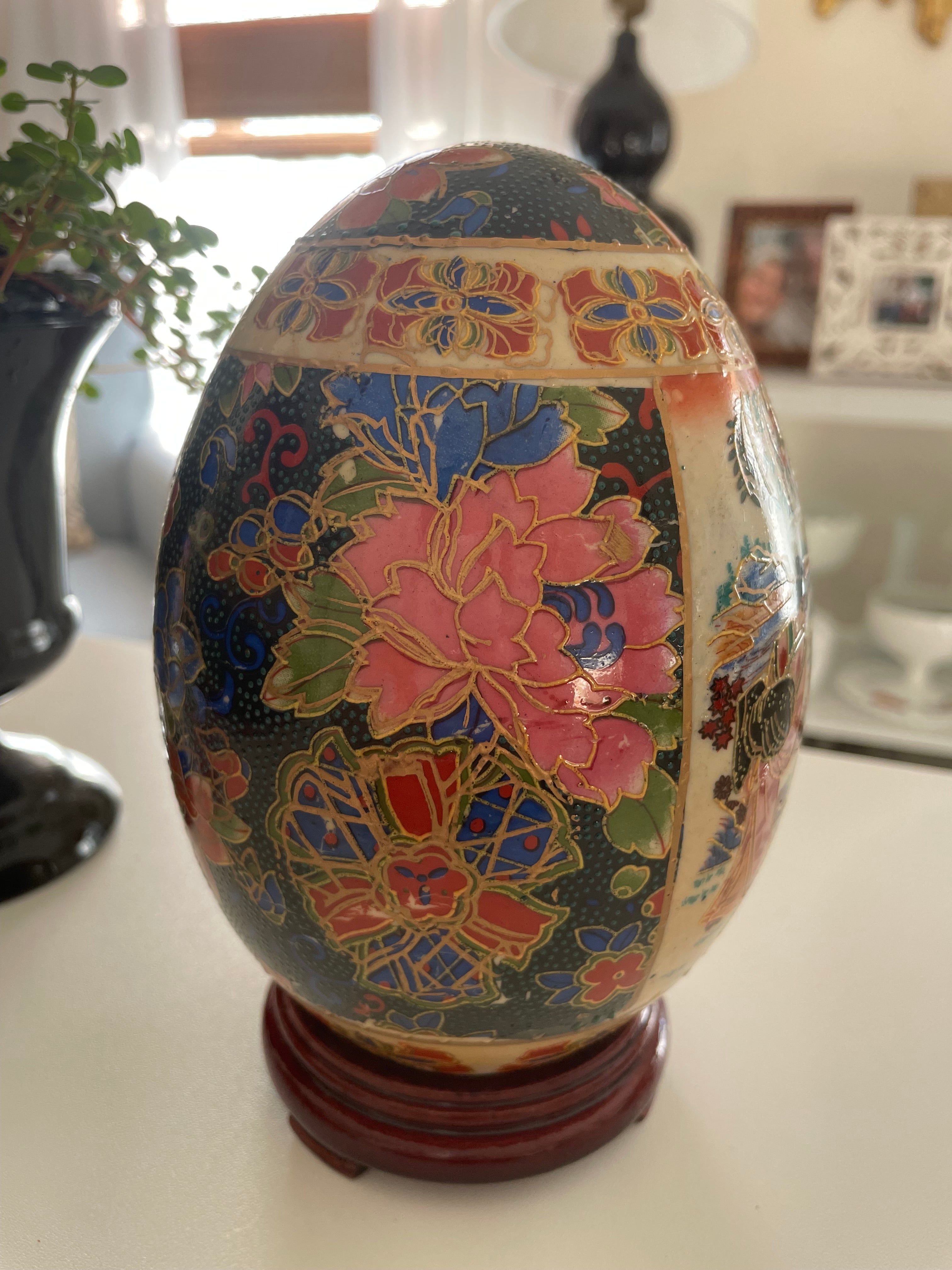 Colorful Vintage Satsuma Porcelain Egg