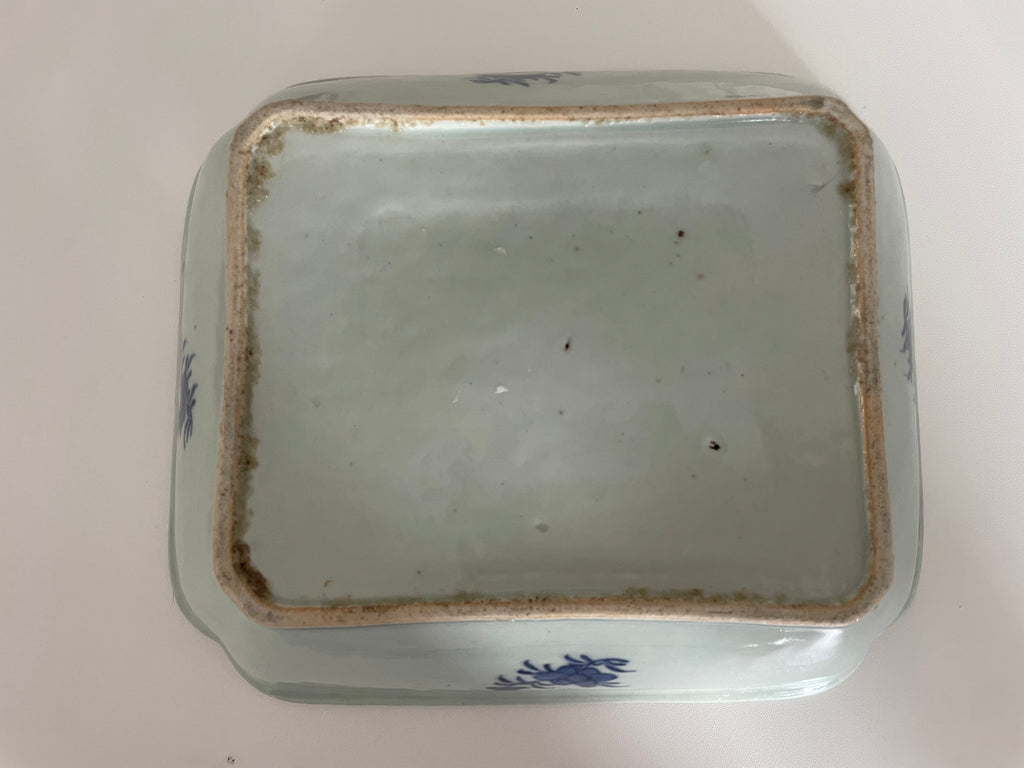 Antique Blue Canton Celadon Lidded Dish
