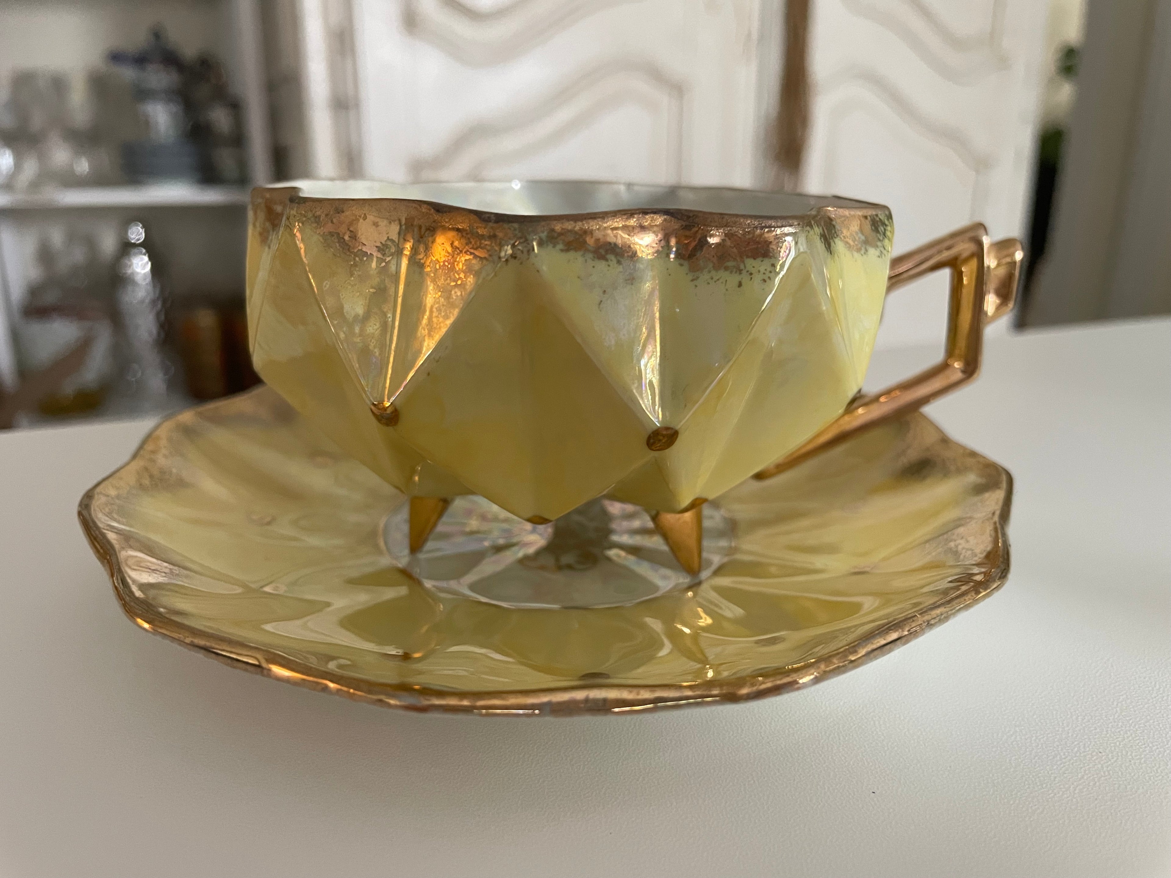 Vintage 1950's Royal Sealy Yellow Lusterware Teacup & Saucer