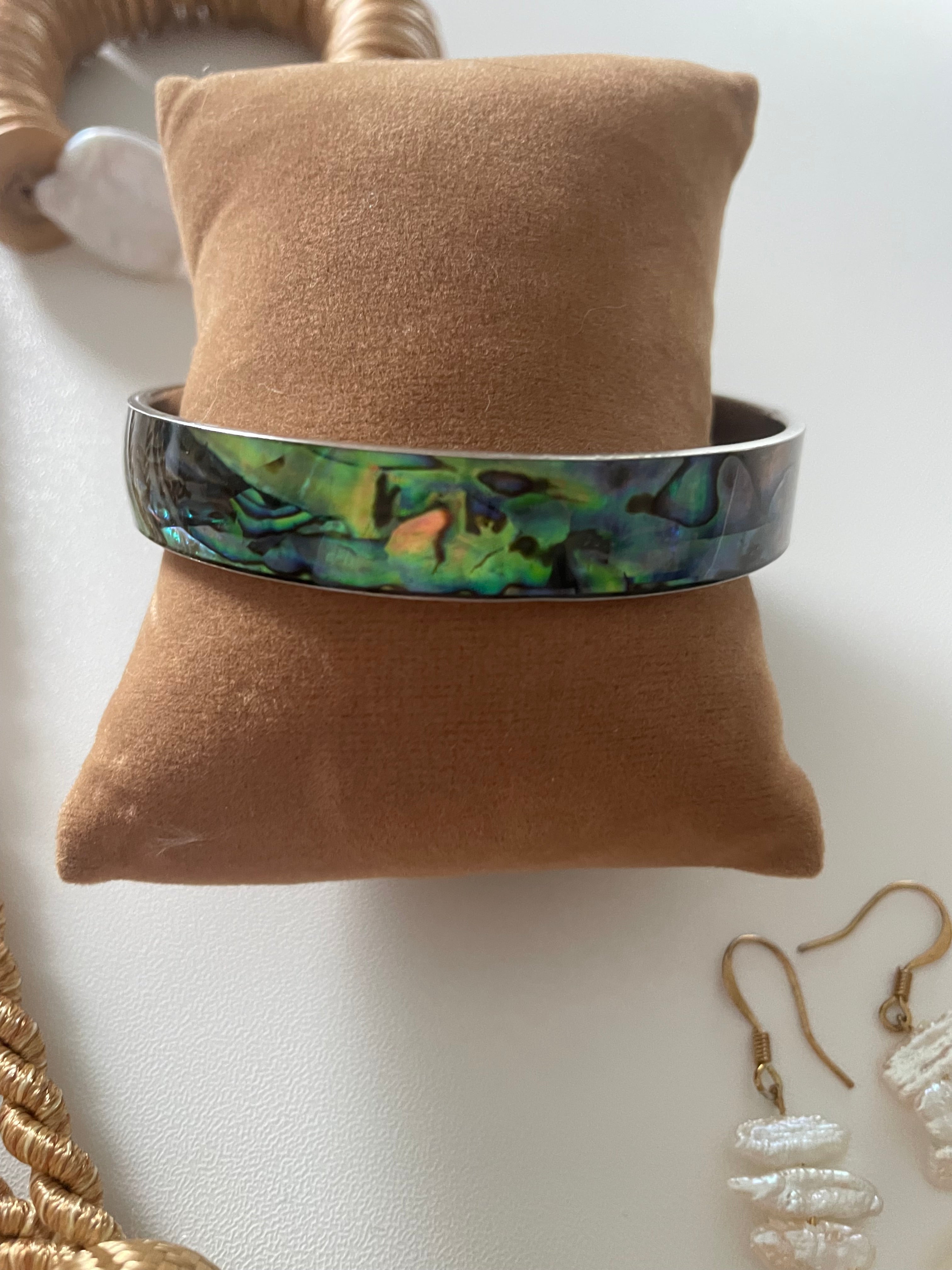 Abalone Silver Plated Bangle Bracelet