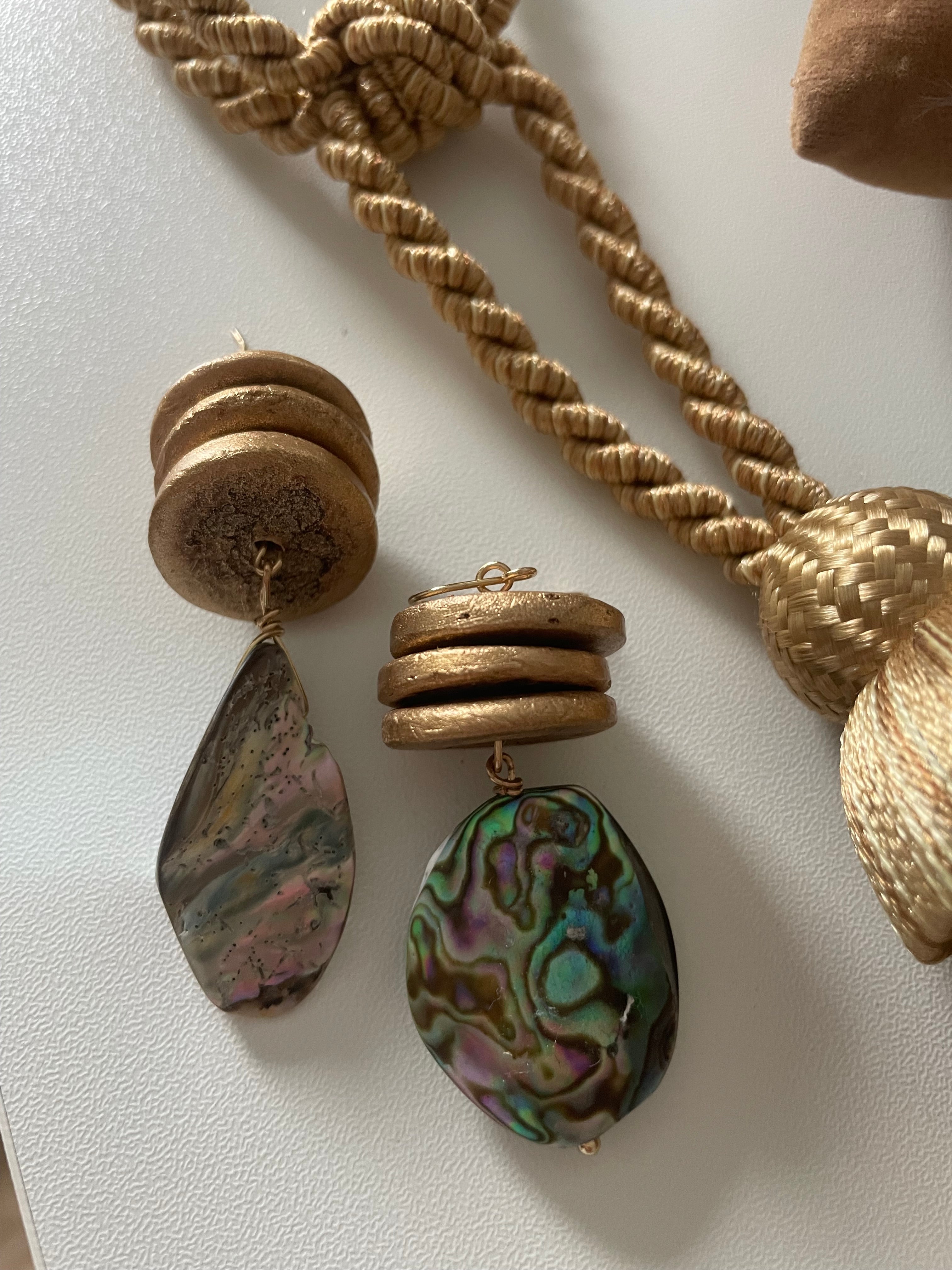 Abalone & Gold Coconut Shell Earrings